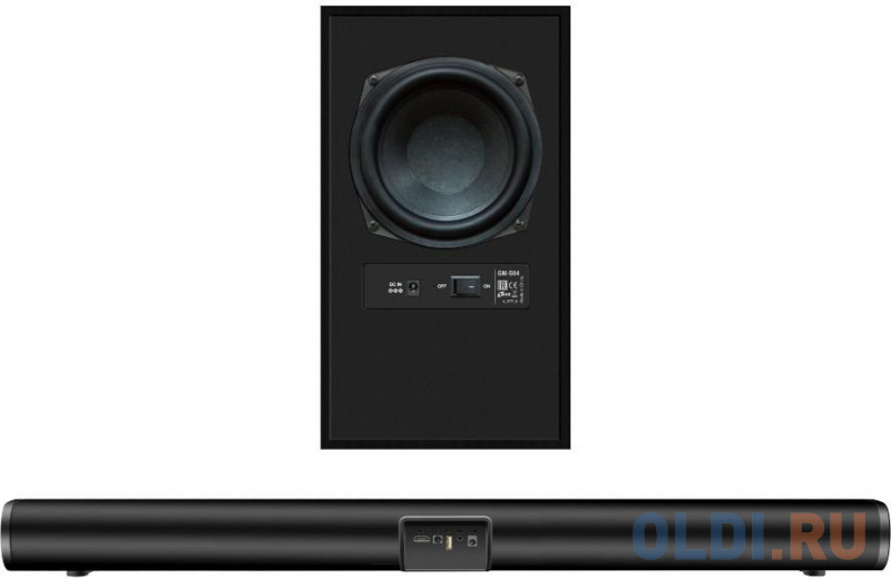 Ginzzu GM-504, Саундбар, 2x30W+60W/HDMI/RCA/Optical/BT/USB/ДУ