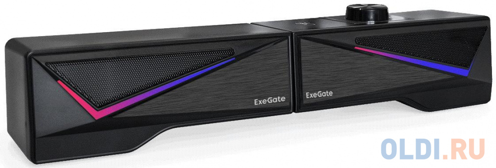 Саундбар-Акустическая система 2.0 ExeGate Allegro 170 (питание USB, Bluetooth, 2х3Вт (6Вт RMS), 60-20000Гц, цвет черный, RGB подсветка, с возможностью акустическая система 2 1 ginzzu gm 427 с bluetooth 60w bt usb sd fm ду