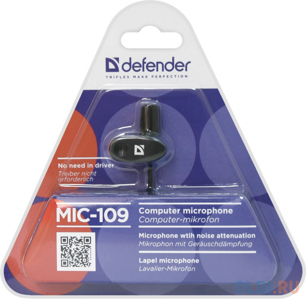 Микрофон Defender MIC-109 черный кабель 1.8м 64109 фото
