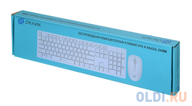 Клавиатура + мышь Oklick 240M клав:белый мышь:белый USB беспроводная slim Multimedia фото