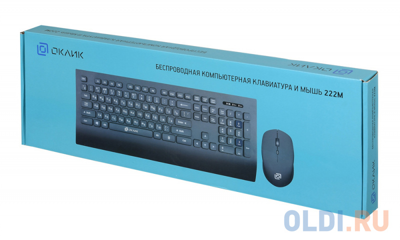 Клавиатура + мышь Oklick 222M клав:черный мышь:черный USB беспроводная slim Multimedia фото