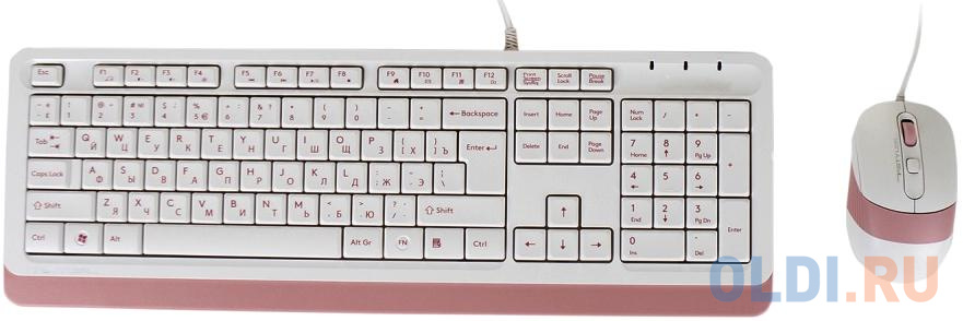 Клавиатура + мышь A4 Fstyler F1010 клав:белый/розовый мышь:белый/розовый USB Multimedia F1010 PINK - фото 1