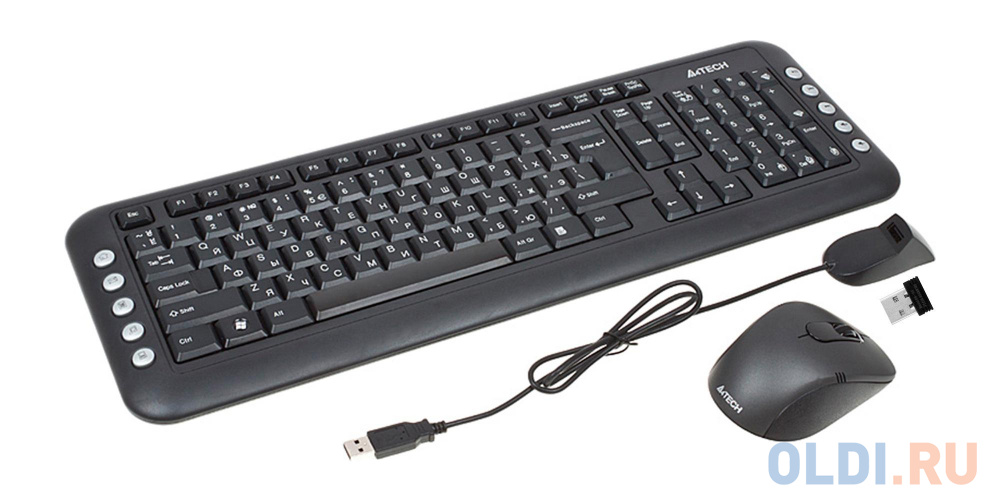 Клавиатура + Мышь A4Tech W 7200N USB Black 2.4G наноприемник - фото 6