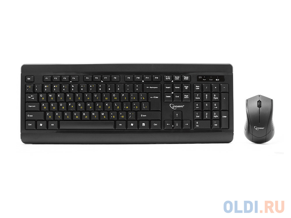 Комплект клавиатура + мышь беспров. Gembird KBS-8001,черный, 2.4ГГц/10м, 1000DPI,  мини-приемник- USB - фото 1