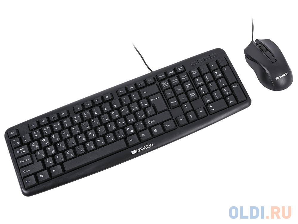 Клавиатура CANYON CNE-CSET1-RU, USB standard KB, water resistant RU layout bundle with optical 3D wired mice 1000DPI black - фото 4