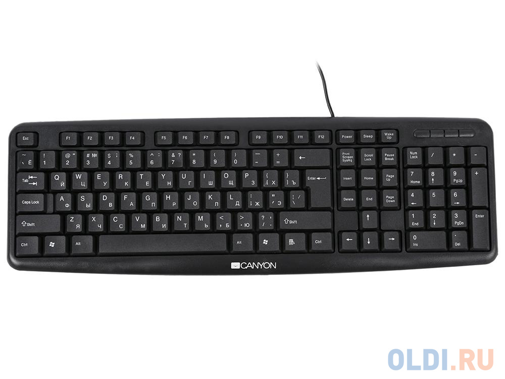 Клавиатура CANYON CNE-CSET1-RU, USB standard KB, water resistant RU layout bundle with optical 3D wired mice 1000DPI black фото