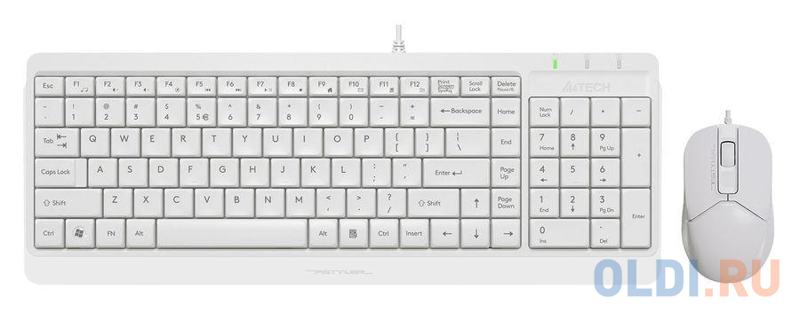Клавиатура + мышь A4Tech Fstyler F1512 клав:белый мышь:белый USB мышь проводная a4tech n 500fs чёрный usb