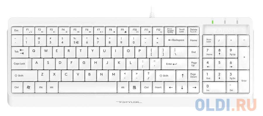 Клавиатура + мышь A4Tech Fstyler F1512 клав:белый мышь:белый USB - фото 2