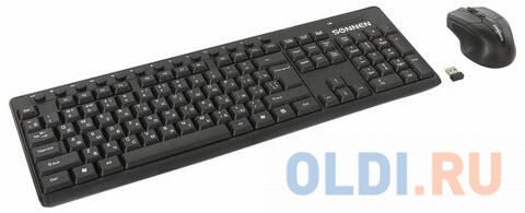 Набор беспроводной SONNEN K-648, клавиатура 117 клавиш, мышь 4 кнопки 1600 dpi, черный, 513208 - фото 2