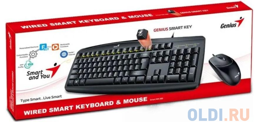 Комплект Genius клавиатура + мышь Smart KM-200 (Only Laser), цвет черный, размер ШхГхВ клавиатуры 449.9 х 178.5 х 25.1 мм вес клавиатуры 510 г - фото 2