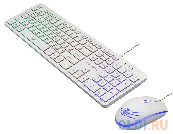 Dialog Проводной игровой набор KMGK-1707U WHITE Gan-Kata - клавиатура + опт. мышь с RGB подсветкой фото