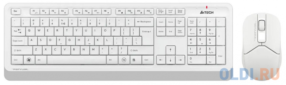 Клавиатура + мышь A4Tech Fstyler FG1012 клав:белый мышь:белый USB беспроводная Multimedia, цвет черный, размер Размеры клавиатуры 456 х 156 х 24 мм, Размеры мыши 108 х 64 х 35 мм - фото 2