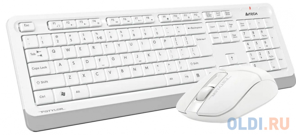 Клавиатура + мышь A4Tech Fstyler FG1012 клав:белый мышь:белый USB беспроводная Multimedia, цвет черный, размер Размеры клавиатуры 456 х 156 х 24 мм, Размеры мыши 108 х 64 х 35 мм - фото 4