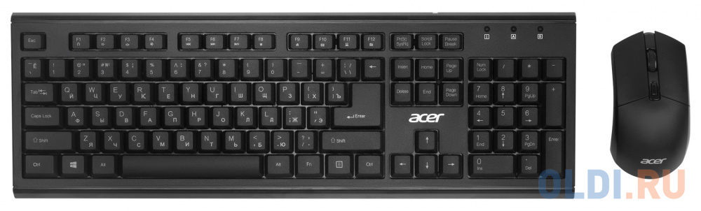 Клавиатура + мышь Acer OKR120 клав:черный мышь:черный USB беспроводная клавиатура мышь a4tech fstyler fg1110 клав желтый мышь желтый usb беспроводная multimedia fg1110 bumblebee