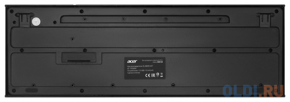 Клавиатура + мышь Acer OKR120 клав:черный мышь:черный USB беспроводная ZL.KBDEE.007 - фото 3