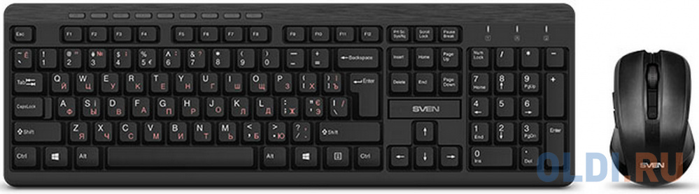 Набор SVEN KB-C3400W беспроводные клавиатура и мышь  чёрные (USB, 113 кл, 6 кнопок, 1600 dpi) шарик мышь из сизаля 4 2 см белый