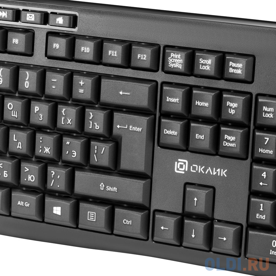 Клавиатура + мышь Оклик 225M клав:черный мышь:черный USB беспроводная Multimedia, цвет белый, размер клавиатуры 441 х 150 х 24 мм мыши100 х 60 х 37 мм - фото 3
