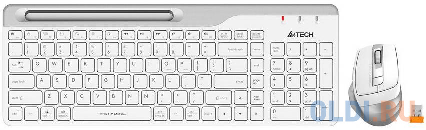 Клавиатура + мышь A4Tech Fstyler FB2535C клав:белый/серый мышь:белый/серый USB беспроводная Bluetooth/Радио slim, цвет белый/серый, размер 396 х 145 х 25 мм/105 х 70 х 42 мм - фото 4