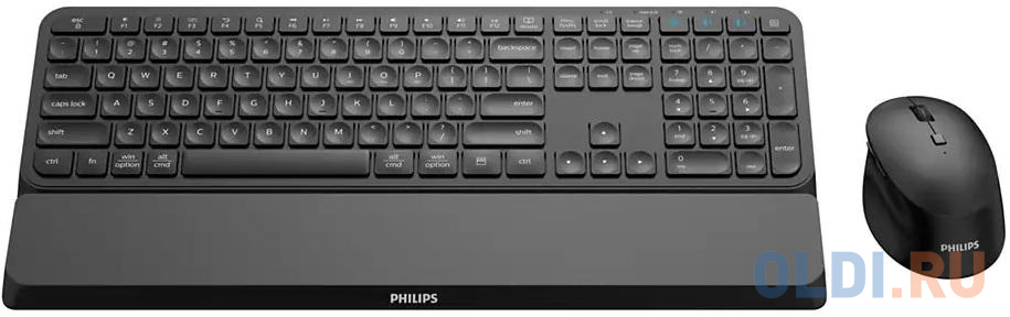 Philips Бесроводной Комплект SPT6607B (Клавиатура SPK6607B+Мышь SPK7607B) 2,4 GHz , Bluetooth 3.0/5.0 Black 110 клав/7 кнопки 800-3200dpi, чёрный SPT6607B/87 - фото 3