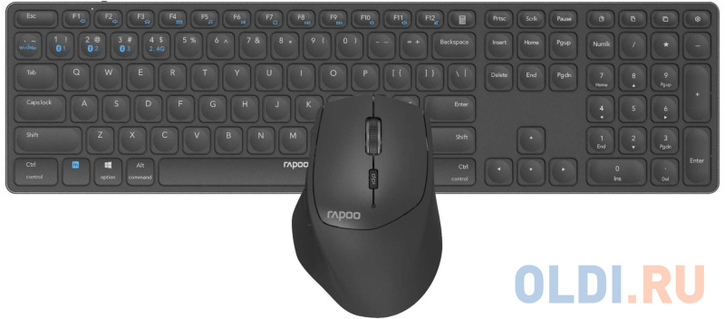 Клавиатура + мышь Rapoo 9800M DARK GREY клав:серый мышь:серый USB беспроводная Bluetooth/Радио slim Multimedia (14523) фото