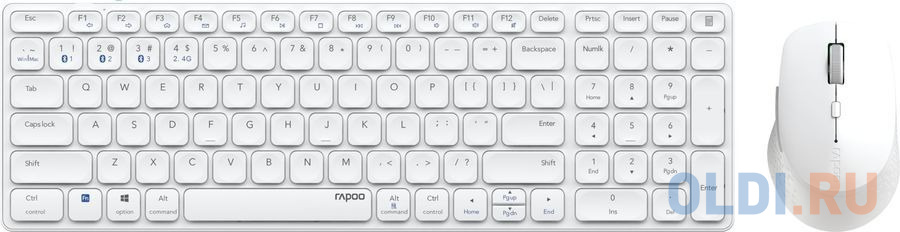 Клавиатура + мышь Rapoo 9700M WHITE клав:белый мышь:белый USB беспроводная Bluetooth/Радио slim Multimedia (14522), цвет черный, размер Размеры клавиатуры 362 х 115 х 13 мм Размеры мыши 104 х 66 х 37 мм