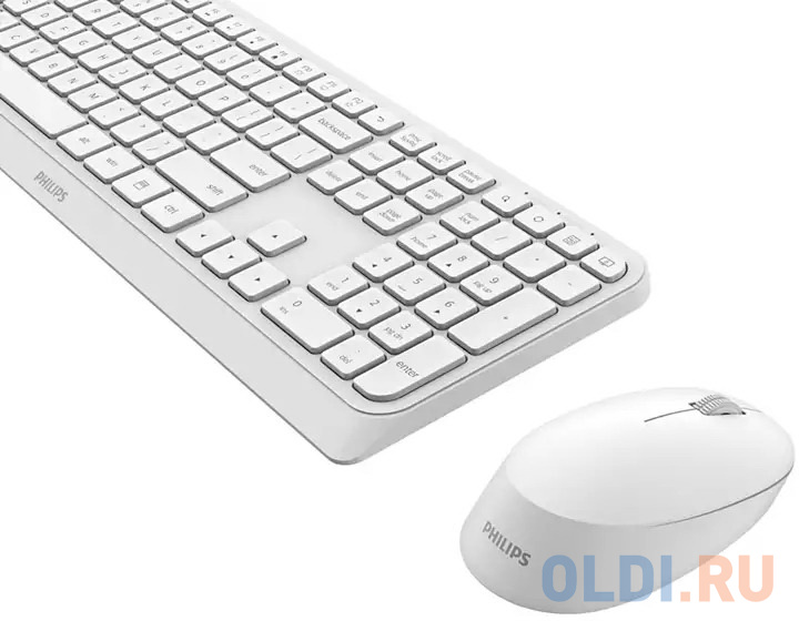 Philips Беспроводной Комплект SPT6307W(Клавиатура SPK6307W+Мышь SPK7307W) 2.4GHz 104 клав/3 кнопки 1600dpi, русская заводская раскладка, белый фото