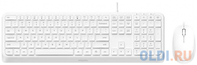 Philips Проводной Комплект  SPT6207W(Клавиатура SPK6207W+Мышь SPK7207W) USB 2.0 104 клав/3 кнопки 1000dpi, русская заводская раскладка, белый фото
