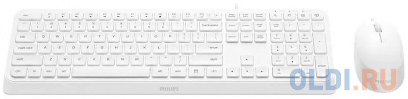 Philips Проводной Комплект  SPT6207W(Клавиатура SPK6207W+Мышь SPK7207W) USB 2.0 104 клав/3 кнопки 1000dpi, русская заводская раскладка, белый фото