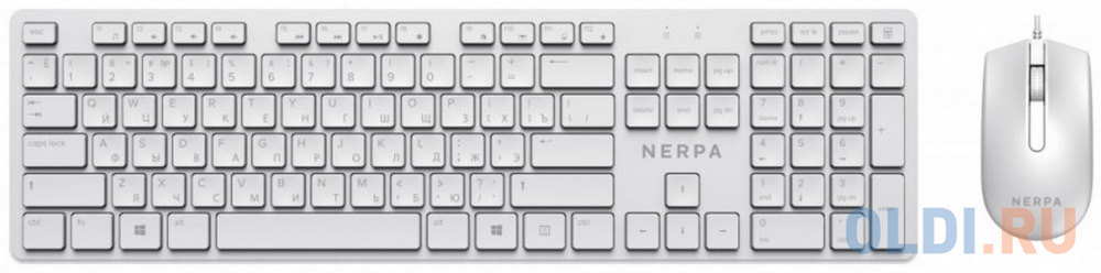 Комплект клавиатура+мышь/ Комплект клавиатура+мышь NERPA, проводной, 104 кл, 1000DPI, 1.8м, белый