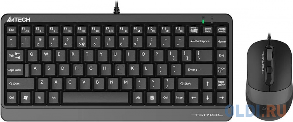 Клавиатура + мышь A4Tech Fstyler F1110 клав:черный/серый мышь:черный/серый USB Multimedia (F1110 GREY) мышь беспроводная a4tech v track g3 200ns чёрный usb радиоканал