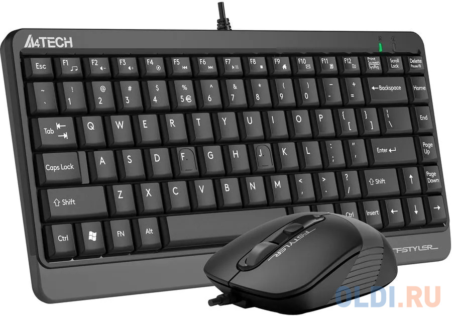 Клавиатура + мышь A4Tech Fstyler F1110 клав:черный/серый мышь:черный/серый USB Multimedia (F1110 GREY), цвет чёрный, размер размер клавиатуры: 314x26x145 мм размер мыши: 64x35x108 мм - фото 4