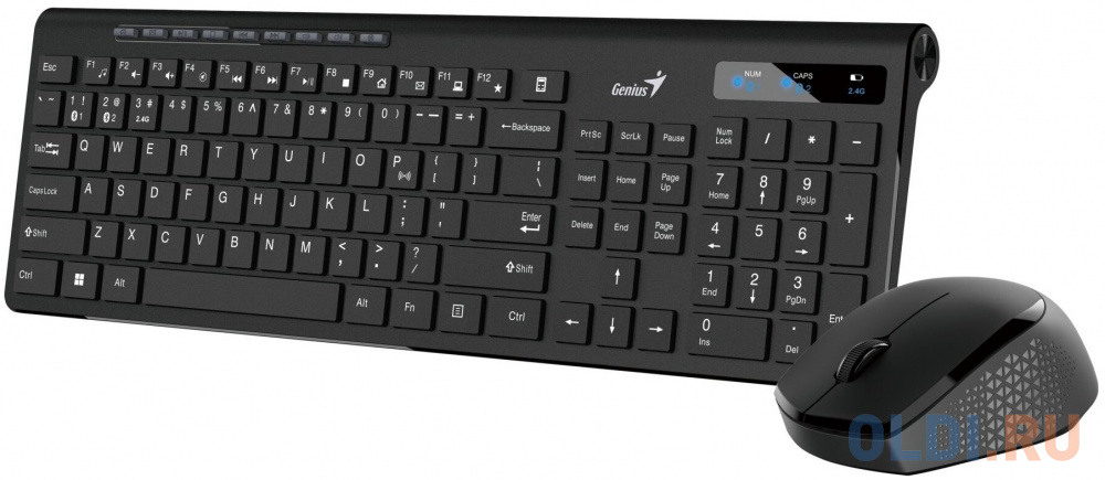 Комплект беспроводной Genius Smart KM-8230 BLACK, клавиатура+мышь, USB, 1 мини-ресивер на оба устройства. Клавиатура: 104 клавиши кнопка SmartGenius