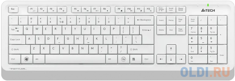 Клавиатура + мышь A4Tech Fstyler FG1010S клав:белый/серый мышь:белый/серый USB беспроводная Multimedia (FG1010S WHITE), цвет белый и серый, размер Размеры клавиатуры 456 х 156 х 24 мм, Размеры мыши 108 х 64 х 35 мм - фото 2
