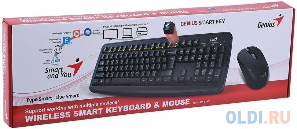 Комплект беспроводной Genius Smart KM-8100 (клавиатура Smart KM-8100/K + мышь NX-7008), Black 31340004416 - фото 4