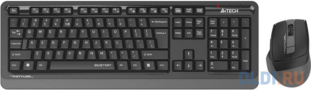 Клавиатура + мышь A4Tech Fstyler FGS1035Q клав:черный/серый мышь:черный/серый USB беспроводная Multimedia (FGS1035Q GREY) - фото 1
