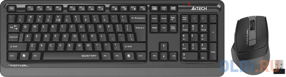 Клавиатура + мышь A4Tech Fstyler FGS1035Q клав:черный/серый мышь:черный/серый USB беспроводная Multimedia (FGS1035Q GREY) - фото 2