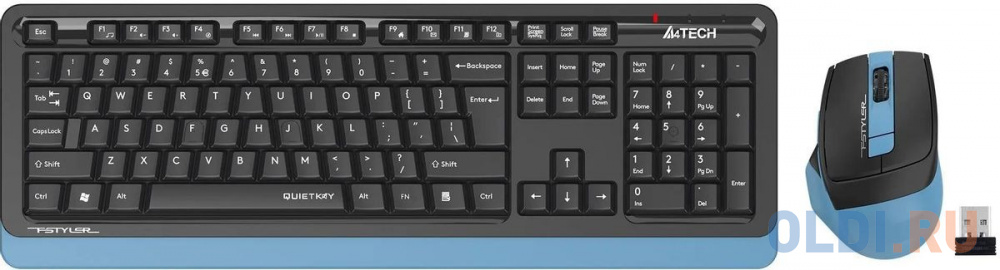 Клавиатура + мышь A4Tech Fstyler FGS1035Q клав:черный/синий мышь:черный/синий USB беспроводная Multimedia (FGS1035Q NAVY BLUE) - фото 2