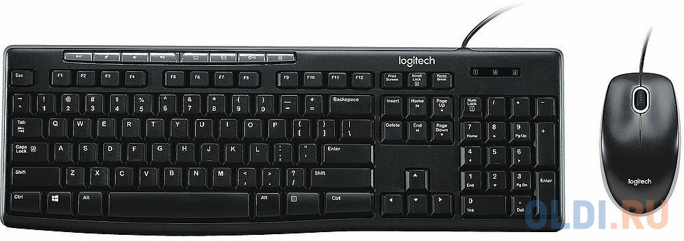 

Комплект Logitech Desktop MK200 цвет черный, клавиатура 112 клавиш (8 мультимедиа), USB 1.8м, мышь 1000dpi, USB 1.8м, RTL