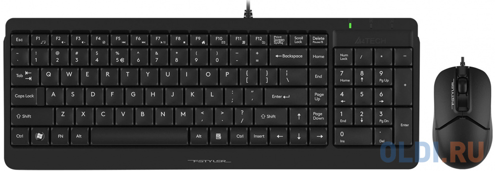 

Комплект кл-ра+мышь проводн. A4Tech Fstyler F1512 black USB (F1512 BLACK)