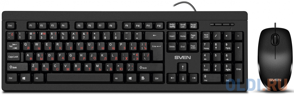 

SVEN Набор клавиатура+мышь KB-S320C черный (104 кл., 1000DPI, 2+1кл.)