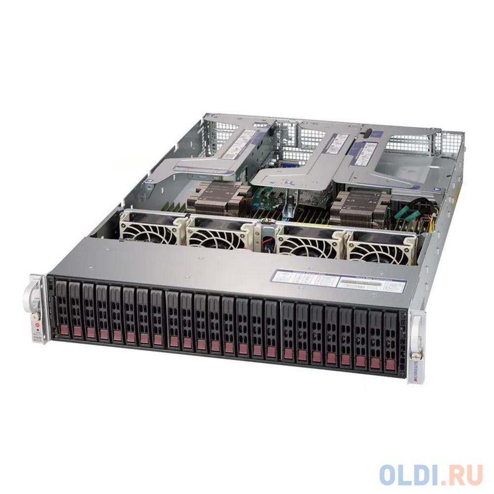 SYS-2029U-TR4 2U, 2xLGA3647 (up to 205W), iC621 (X121PU), 24xDDR4, up to 24x2.5 SAS/SATA, up to 4x2.5 NVME Gen3 (optional), 4x 1000Base-T (i350), 2x P