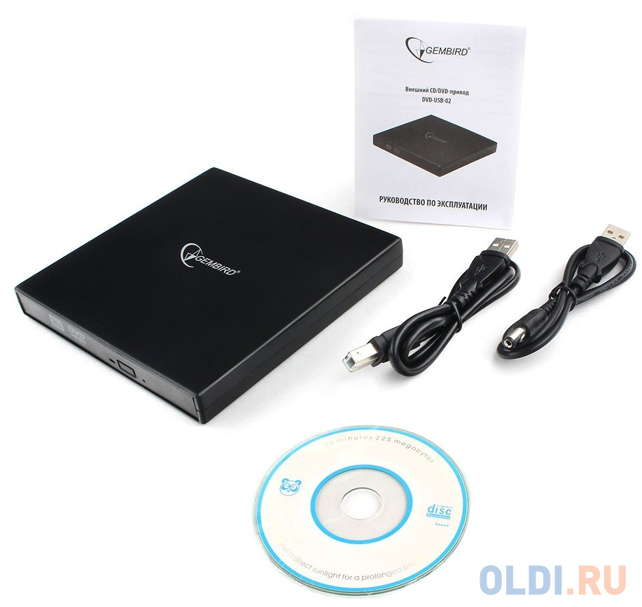 Внешний привод DVD±RW Gembird DVD-USB-02 USB 2.0 черный Retail фото