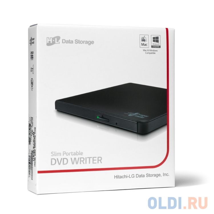 Оптич. накопитель ext. DVD±RW HLDS (Hitachi-LG Data Storage) GP57EB40 Black <USB 2.0, 9.5mm, Tray, Retail