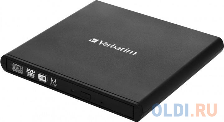 Привод внеш. Verbatim SLIMLINE DVD REWRITER USB 2.0 BLACK, размер 135 x 16 x 142 мм, цвет черный