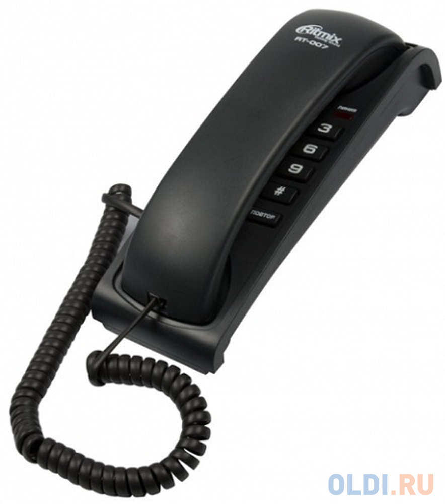 Телефон Ritmix RT-007 черный телефон проводной ritmix rt 002