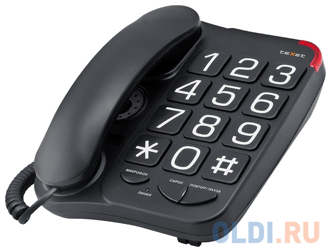Телефон проводной Texet TX-201 черный телефон texet тх 259 черно серебристый