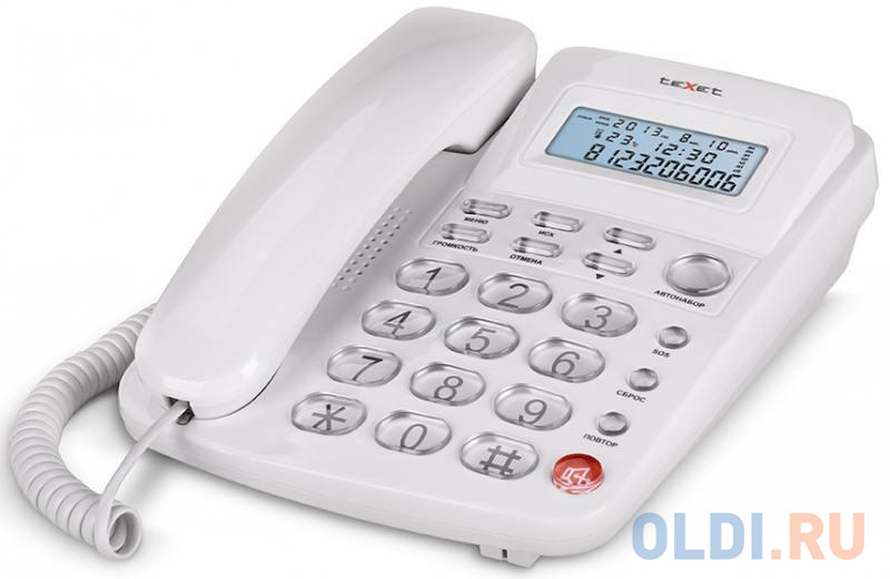 Телефон проводной Texet TX-250 белый телефон проводной texet tx 201 белый