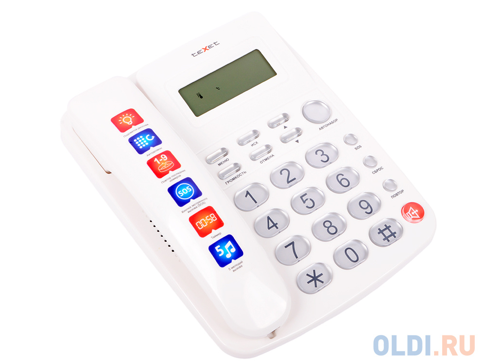 Телефон проводной Texet TX-250 белый фото