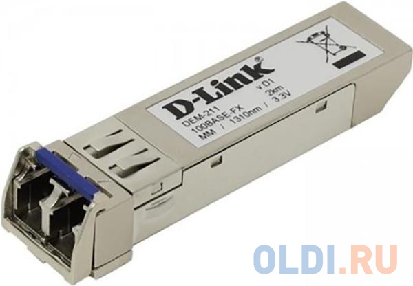 D-Link 211/A1A, SFP Transceiver with 1 100Base-FX port.Up to 2km, multi-mode Fiber, Duplex LC connector, Transmitting and Receiving wavelength: 1310nm, 3.3V power. от OLDI