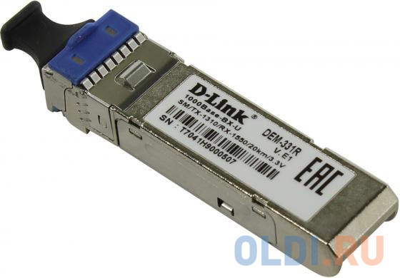 

Трансивер сетевой D-Link DEM-331R/20KM/DD/E1A WDM SFP-трансивер с 1 портом 1000Base-BX-U (Tx:1310 нм, Rx:1550 нм) для одномодового оптического кабеля